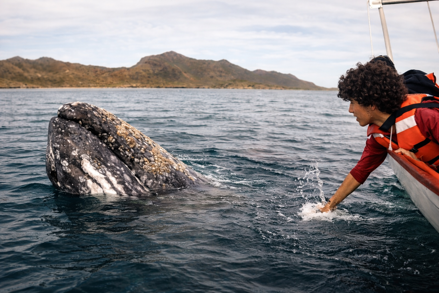 Encounter with a gray whale in Puerto Chale