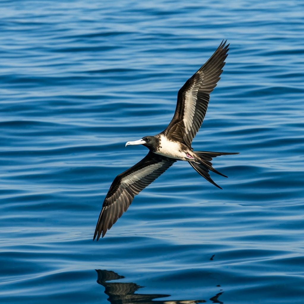 Frégate planant au-dessus de la mer à Espíritu Santo
