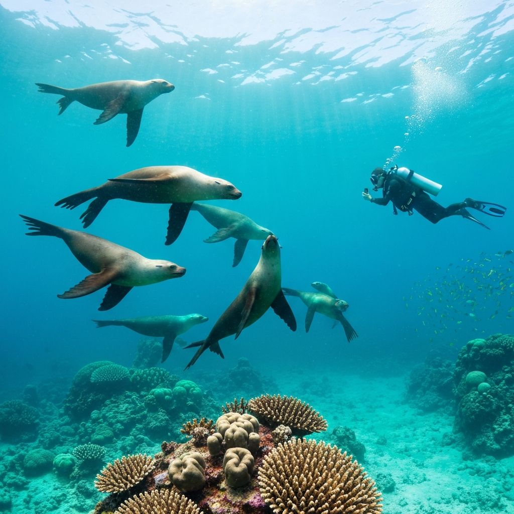 Arrecife y vida marina en Isla Espíritu Santo